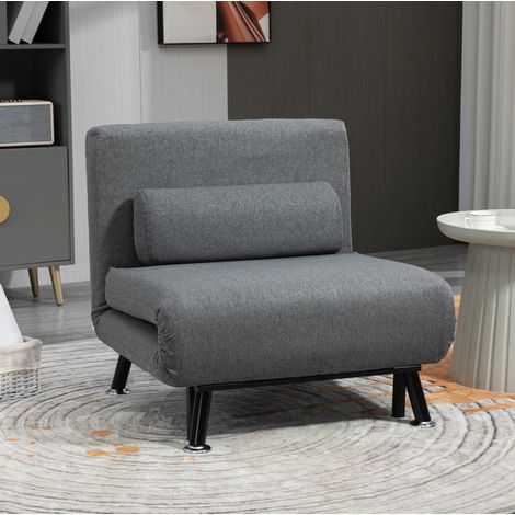 Poltrona letto 75x70x75 cm grigio scuro in acciaio con schienale reclinabile (1/5)
