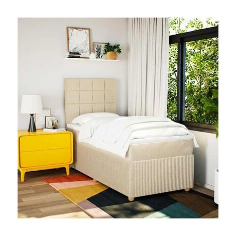 Sommier Snowco (avec matelas), couleur crème, 80 × 200 cm, tissu, tissu doux et respirant, meuble de chambre, design contemporain, montage facile (1/5)