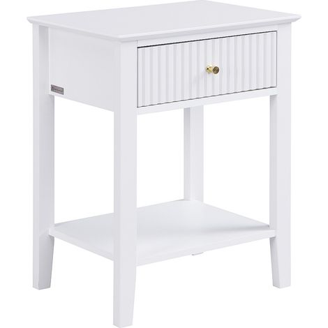Comodino con 1 cassetto e 1 ripiano MDF Bianco - NARIVA