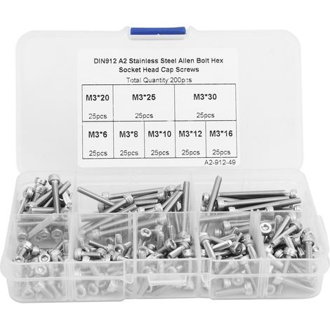 200 M3-Innensechskantschrauben aus Edelstahl 304, 200er-Packung, Hardware-Zubehör