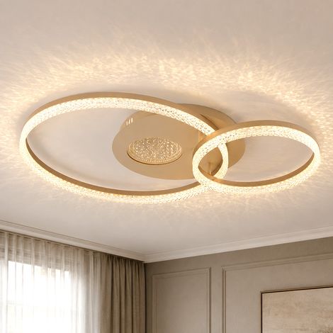 Plafonnier LED, lampe de salon, aspect cristal, effet 3D, L 70 cm (1/5)