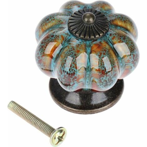 royaluxe - Bouton de porte en céramique antique citrouille pour armoires, armoires, commode, tiroirs, meubles de cuisine, poignées de tirages (10 pièces, bleu) (1/5)