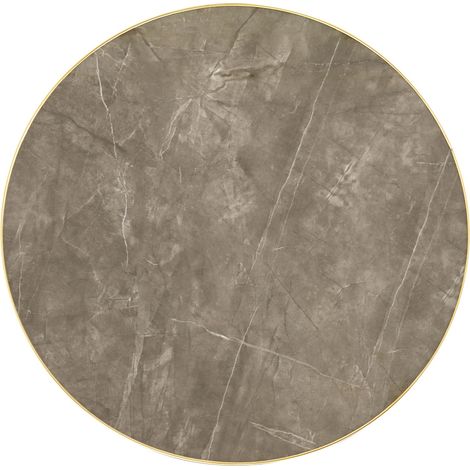 Table d'appoint ronde avec plateau effet marbre UV et structure en acier inoxydable doré (1/5)