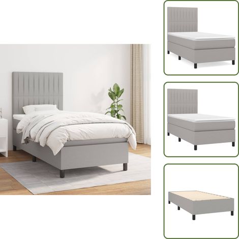 Boxspringbett mit Matratze Hellgrau 90x200 cm Stoff - Boxspringbett - Doppelbett - Schlafraum - Bettenrahmen - Matratze (1/5)