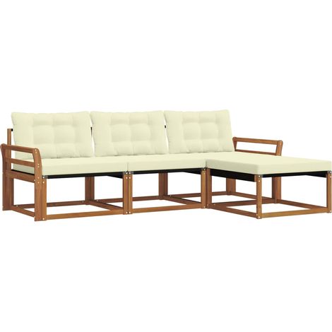 vidaXL Outdoor Sofa Set with Cushion 4 pcs Natural and Cream (1/4)