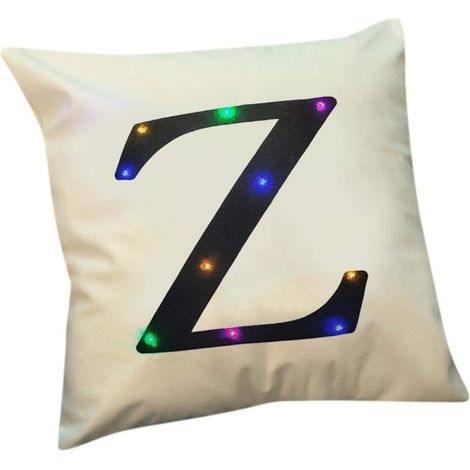 18x18 pouces LED couleur Glitter velours lettre housse de coussin taie d'oreiller Bar Party (blanc, z) (1/5)