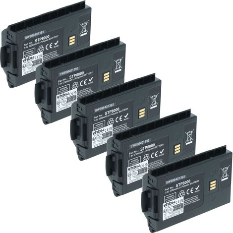 vhbw 5x Akku kompatibel mit TETRA STP9000, STP9035, STP8100, STP8200, STP8040, STP8080, STP8038 Funkgerät, Walkie Talkie (3300 mAh, 7,4 V, Li-Ion)