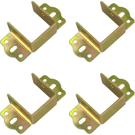 Lot de 4 supports métalliques robustes pour rails de lit, charnières de support, pour fixation au bois, têtes de lit et pieds de lit. Vis incluses. (1/5)