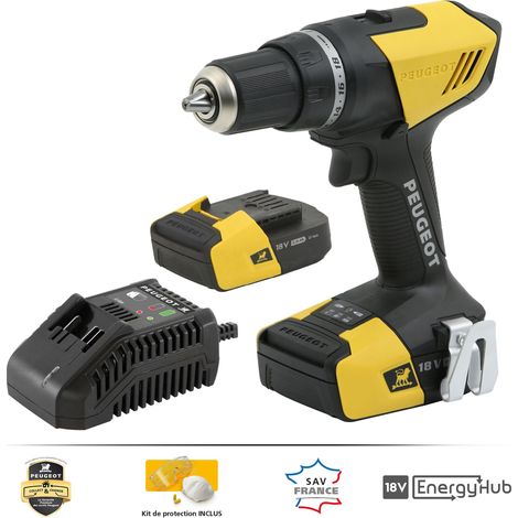 Peugeot – Perceuse sans fil 18V avec 2 batteries 2.0Ah – Moteur universel MABUCHI – Couple 63Nm – Chargeur rapide – Mallette de transport – 250312 - ENERGYDRILL-18V20 (1/10)