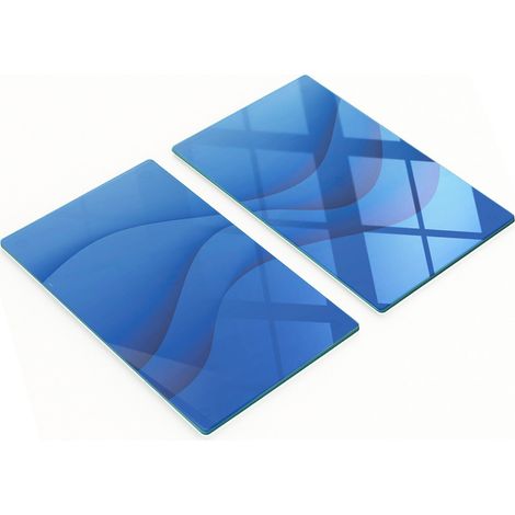 Tablas de cortar decorativas de vidrio templado con dise帽o de ondas abstractas, 2x30x52 cm.