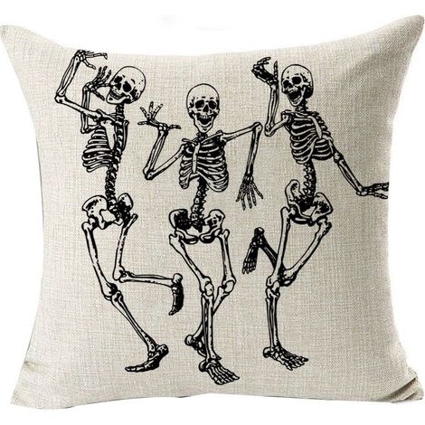 Sollbry Housses de coussin d'Halloween 18x18 Trois crânes squelette humain Décor Coussins Housse pour canapé Halloween Intérieur Extérieur Housses de coussin décoratives pour canapé-lit Décorations de (1/5)
