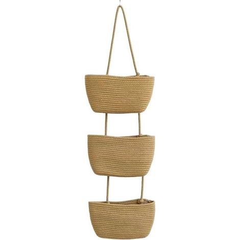 Bolsa de almacenamiento de pared, organizador de almacenamiento colgante multifuncional, organizador de puerta de tres compartimentos - Caqui