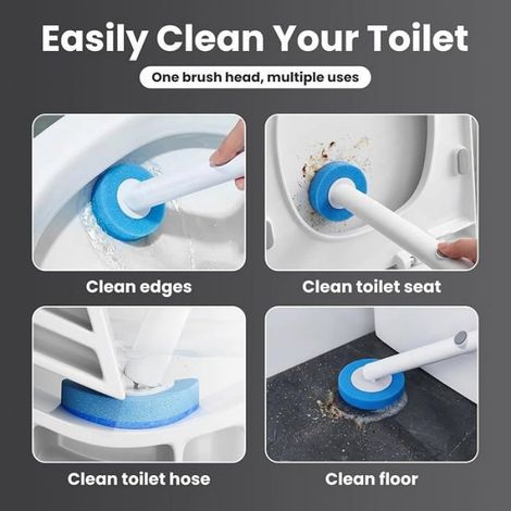 Recharges Brosse WC Jetables - 32 Pièces Pré-imprégnées Solution Nettoyante - Adaptation 360° Cuve WC - Parfum Fraîcheur Océan - Pour Manche Compatible (1/5)
