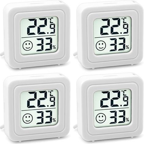 4 Pièces Mini Thermomètre Hygromètre Interieur LCD Digital Moniteur Température Hygromètre avec Indicateur Visage Souriant pour Surveiller Les Maisons, Les Chambres de BéBé (1/5)
