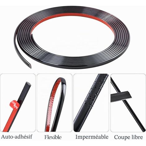 Moulure Décorative Autoadhésive Bord de Papier Peint Carrelage Miroir Mur Plafond Armoire Baguette de Finition PVC Bandes de Calfeutrage Bande Décoration Murale Noir (1/3)