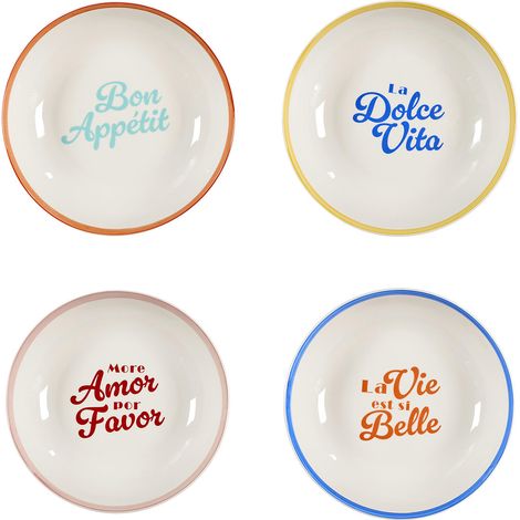 Lot de 4 Assiettes Creuses "Dolce Vita" 20cm Multicolore