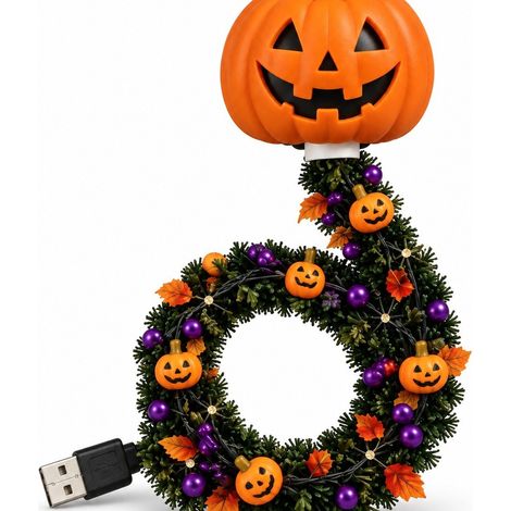 1pc Lampe de projection citrouille d'Halloween avec couronne lumineuse USB, plus de 15 motifs fantômes chauves-souris araignées, décoration festive pour fête, chambre, vitrine, ambiance effrayante (1/3)
