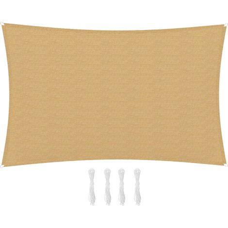 Rechteckige Sonnensegel-Markise 4 x 6 m, HDPE-Sonnenschutz, UV-Schutz, 185 g/m², Gelb