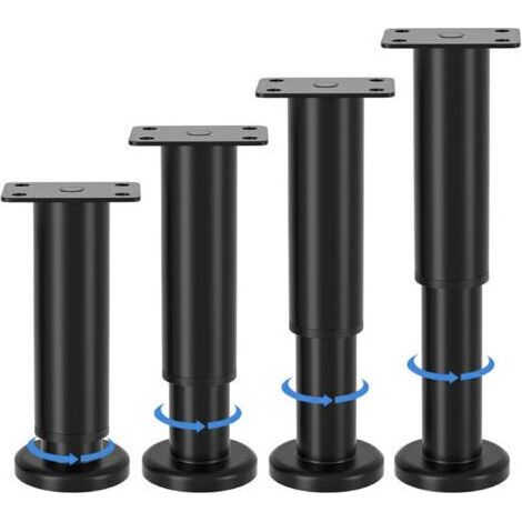 pieds de meubles réglables, hauteur ajustable de 12 à 18 cm, pieds de meubles en métal noir, pour armoires, meubles TV, lits, canapés, tables de chevet, chaises, meubles de salle de bain (1/5)