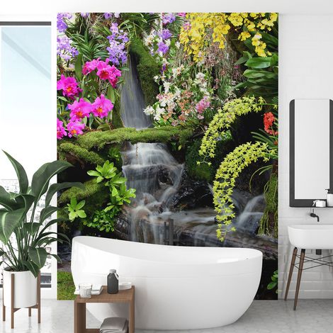 Papier peint panoramique - Cascade Fleurs - 130 cm x 195 cm (1/4)