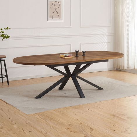Table à manger ovale extensible 180-240 cm décor chêne brun - VENTER (1/5)