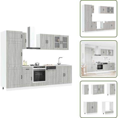 8-tlg. Küchenschrank-Set Kalmar Grau Sonoma Holzwerkstoff - Küchenschrank-Set - Küchenschrank-Sets - Küchenzeile Einbauküche - Küchenschrank (1/5)