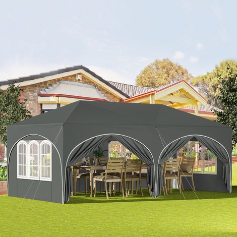Woltu – Tonnelle de jardin 3x6m – Barnum pliant avec 6 parois latérales – Hauteur réglable 250-258cm – Imperméable et anti-UV 50+ – Sac de rangement inclus