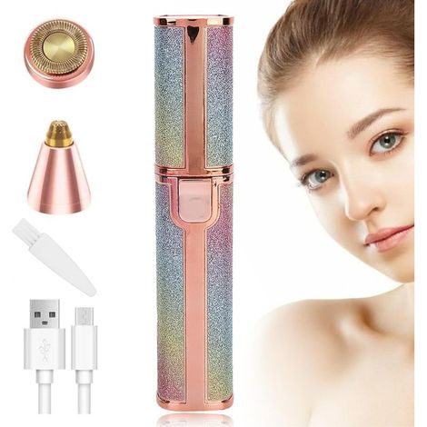 Épilateur facial, tondeuse visage pour femmes, tondeuse à sourcils et épilateur visage pour femmes, épilateur électrique indolore pour les lèvres-AquaForge (1/5)