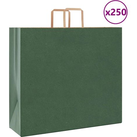 Sacs en papier 250 pcs avec poignées vert 54x15x49 cm vidaXL