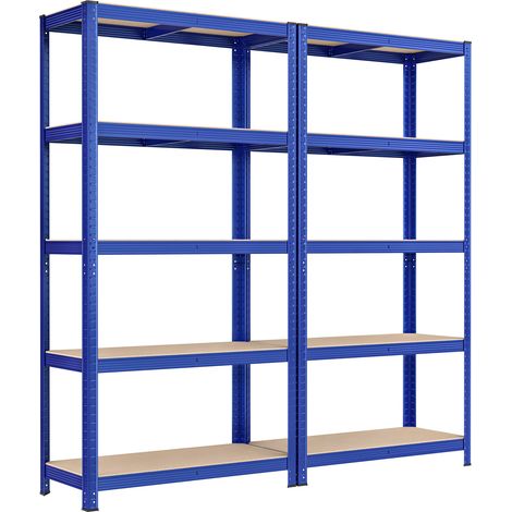 Songmics – Lot de 2 rayonnages 5 niveaux 180 x 90 x 40 cm – Charge lourde 175 kg/niveau – Cadre acier renforcé – Étagères réglables