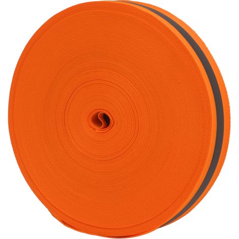 Ruban réfléchissant souple, résistant et fluorescent pour améliorer la sécurité nocturne. Couleur orange fluorescent. (1/5)