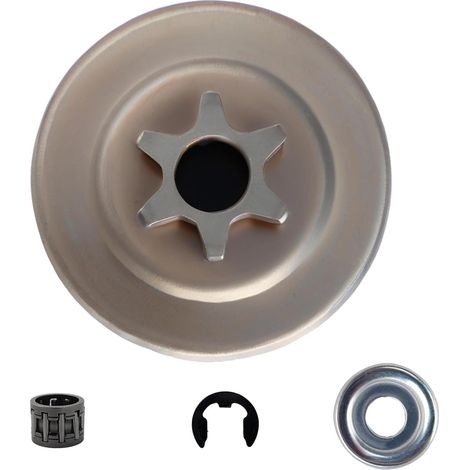 Tambour d'embrayage de pignon 3/8" 6 dents pour tronçonneuse MS170 MS180 MS210 MS230 MS250 017 018 021 023 025 avec roulement à aiguilles, rondelle et clip E (1/5)