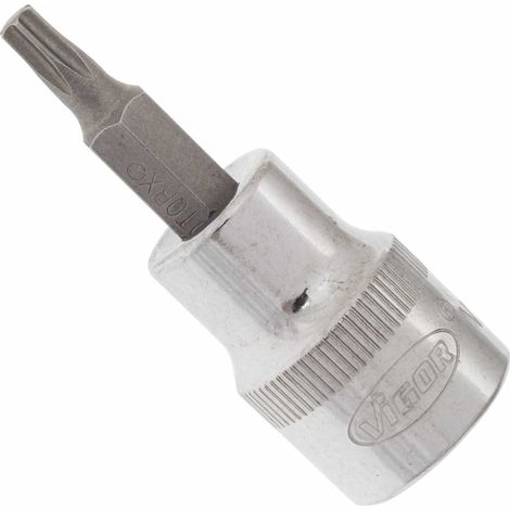 VIGOR Innenvierkant Antrieb 10 = 3/8 Zoll TX Schraubendreher-Einsatz Innen TX Profil V2302N ∙ Vierkant hohl 10 mm (3/8 Zoll) ∙ Innen TX Profil ∙ T 20 ∙ Gesamtlänge: 49 mm (1/4)