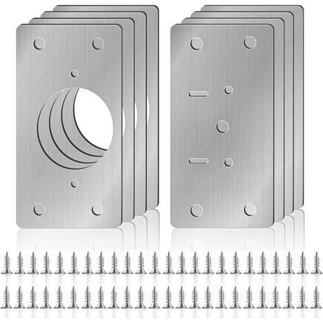 8 PCS Hinge Repair Plate Closet Door Hinge Plate Kit with Screws Closet Door Hinge Repair for Wood Shelves Cabinets Furniture (1/4)