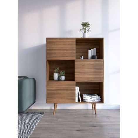Aparador 3 puertas modelo-881 acabado nogal, 131cm(alto) 101cm(ancho) 30cm(fondo). (1/4)