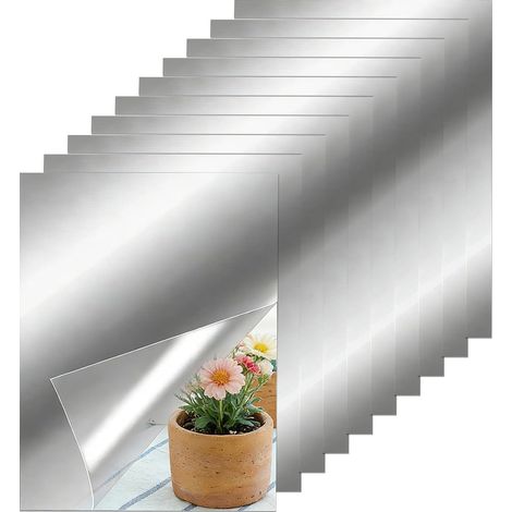 Feuilles Autocollantes Miroir Flexibles, Miroir Autocollant avec Support Adhésif, Pas en Verre Miroir Adhesif Mural Convient Aux Surfaces Lisses Salle de Bain Chambre(10 x 15 cm) (1/5)