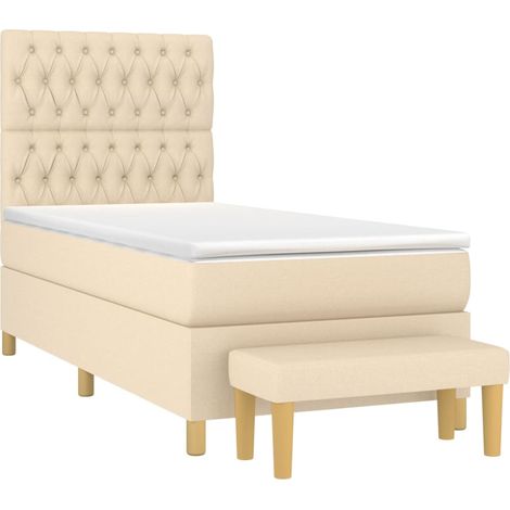Giroletto a Molle con Materasso Crema 90x200 cm inTessuto vidaXL (1/5)