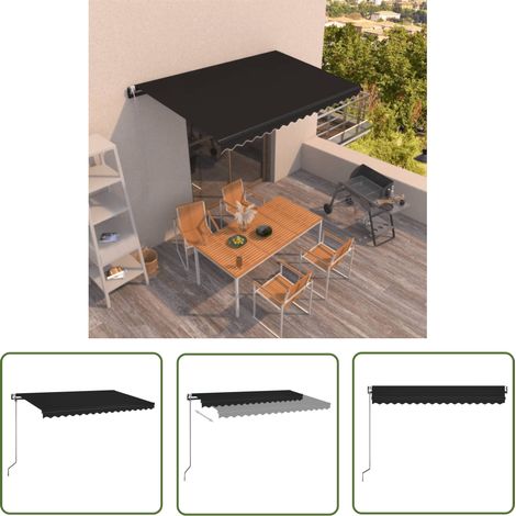 The Living Store Auvent rétractable automatique 450x350 cm Anthracite - Auvent Retractable - Store Banne - Parasol - Abri Extérieur - Protection Solaire (1/5)
