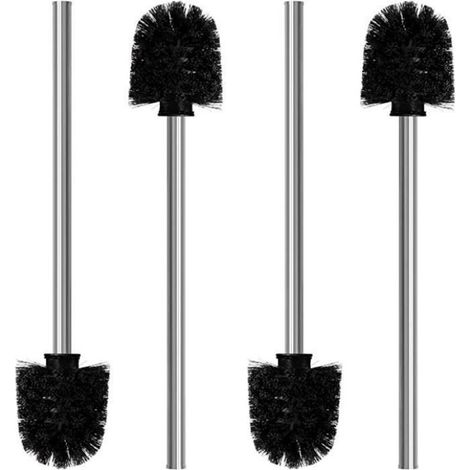 Lot de 4 Brosses à Toilettes, Bar Polypropylène, Brosse Noire, sans BPA, Brosse WC Toilette Silicone, Balai WC et Supports (1/4)