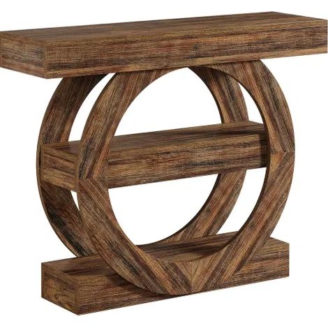 Mesa consola de madera marrón rústica de 3 niveles para recibidor 105 x 30 x 85 cm (1/5)