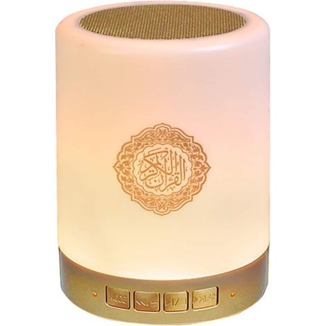 QAZQA Haut-parleur Bluetooth musulman pour le Coran - Traduction du Coran - Lampe LED intelligente - Chargement USB - Télécommande pour chambre à coucher, salon