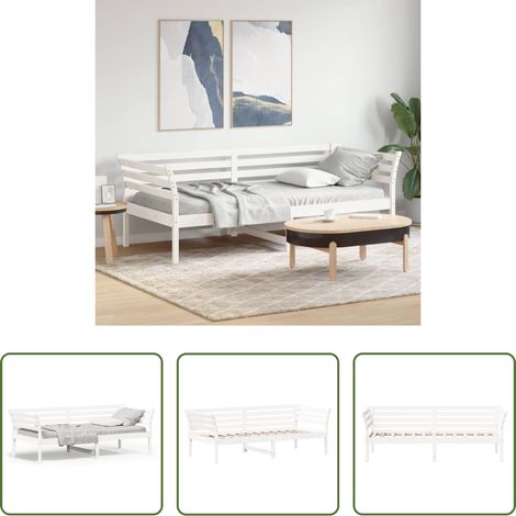 Holzsofa -  Tagesbett ohne Matratze Weiß 100x200 cm Massivholz Kiefer (1/5)