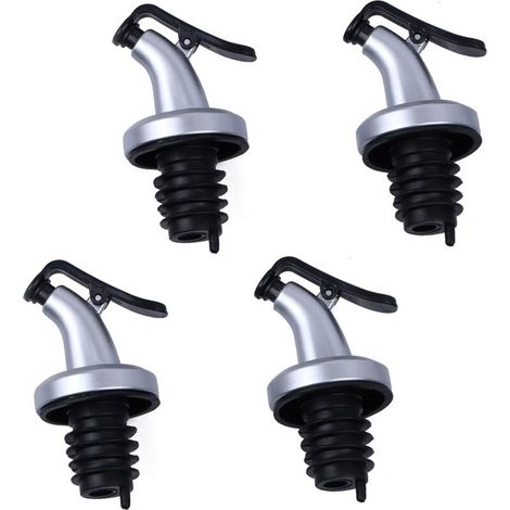Oil Pourer, Oil Sprayer, Oil Pourer, Olive Liqueur Pourer, Stopper and Pourer for Wine, Olive Oil, Liqueur Bottle, Vinegar, Kitchen Utensils (4 Pieces) (1/4)