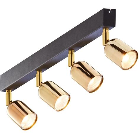 Deckenspot Metall verstellbar in Schwarz Gold GU10 4-flammig Deckenstrahler (1/3)