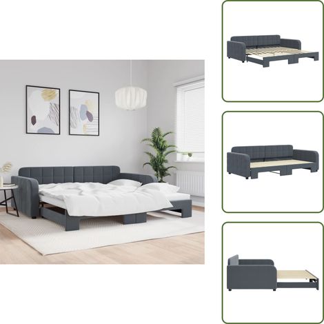 vidaXL Tagesbett Ausziehbar Dunkelgrau 100x200 cm Samt (1/5)