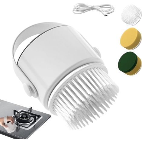 Brosse à récurer électrique 1200 mAh rechargeable sans fil pour un nettoyage puissant, nettoyeur automatique avec têtes remplaçables, outil de nettoyage pour baignoire, carrelage, salle de bain, 9,9 x (1/5)