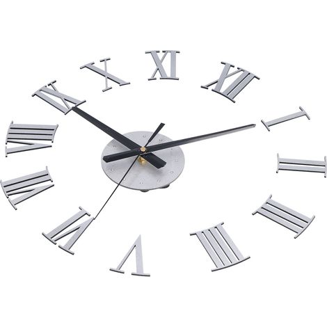 Horloge Murale Acrylique Chiffres Romains Design Moderne Silencieuse Sans Cadre DIY Bureau Salon