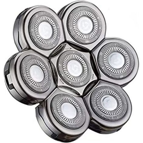Tête Rasoir têtes, Rasoir électrique Flottant Barbe 7 Têtes pour Homme avec un Rasage Propre,Universel Double Anneau Lame Rasage Remplacement Durable Rapide pour Rasoir électrique 5 6 7
