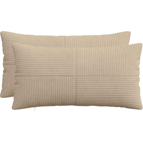 Housse de coussin 2 pcs ALMELO Taupe 40 x 70 cm velours côtelé (1/5)
