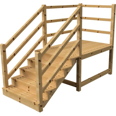 MILANO Außentreppe 5 geschlossene Stufen H88 cm - Podest L189 x B120 cm - Treppengeländer links und rechts - Podestgeländer links und hinten